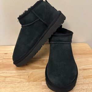 UGG Kids Black Suede Mini Boots